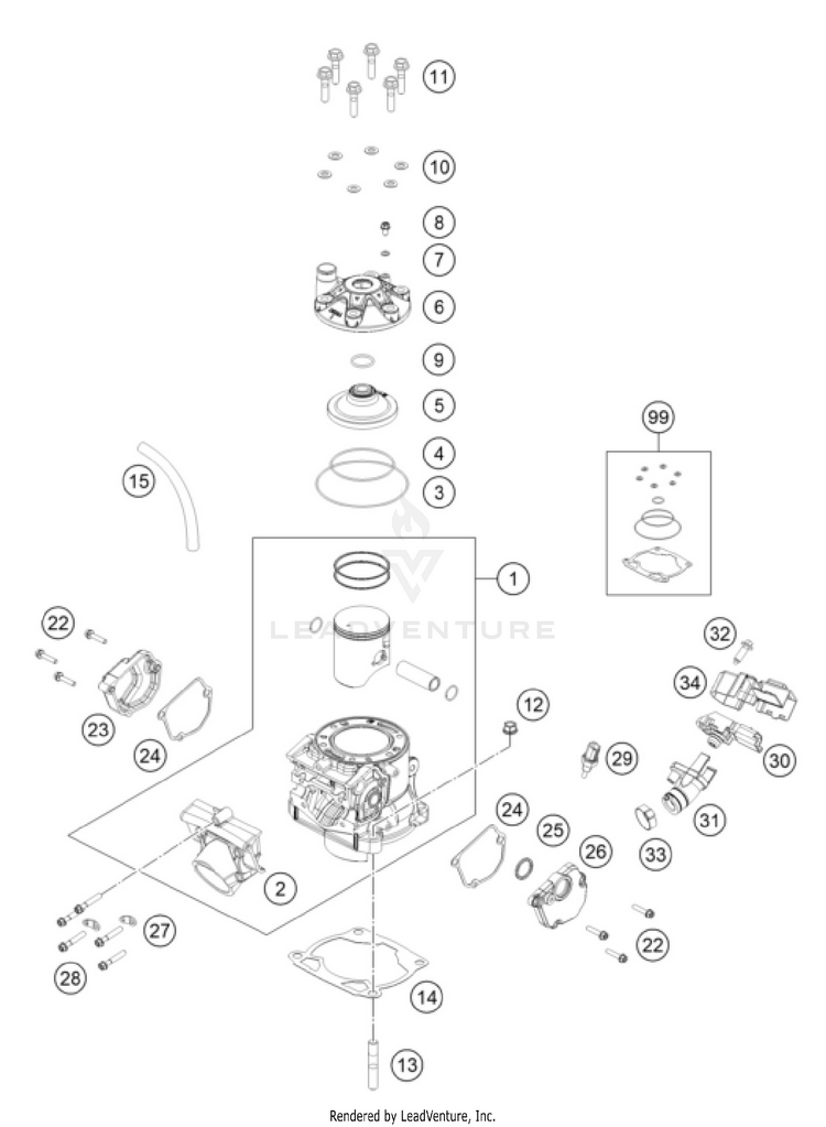 Cylinder, Cylinder Head 250 SX ENGINE - 2026 Schematic