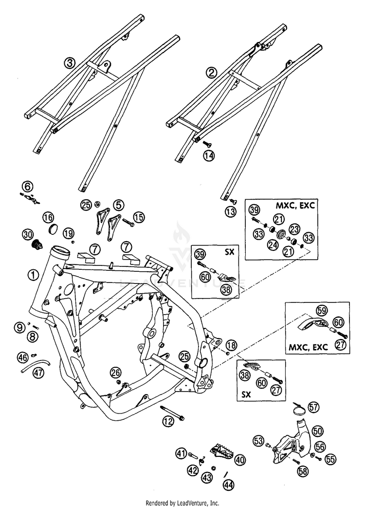Frame, Sub Frame 200 EXC Chassis - 2003 Schematic