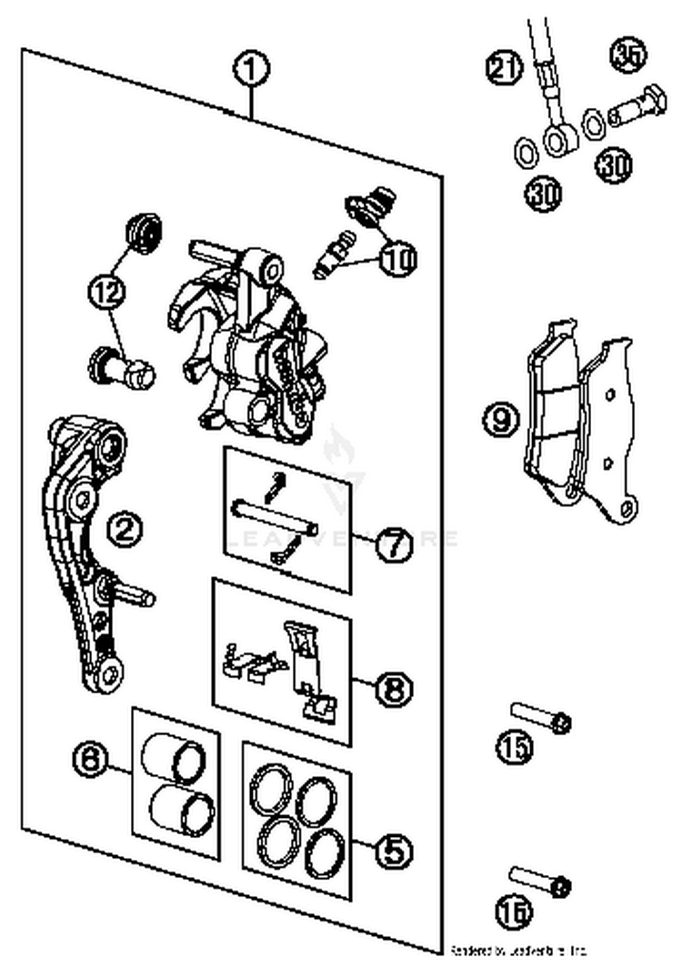 Brake Caliper Front 250 SX Chassis - 2016 Schematic