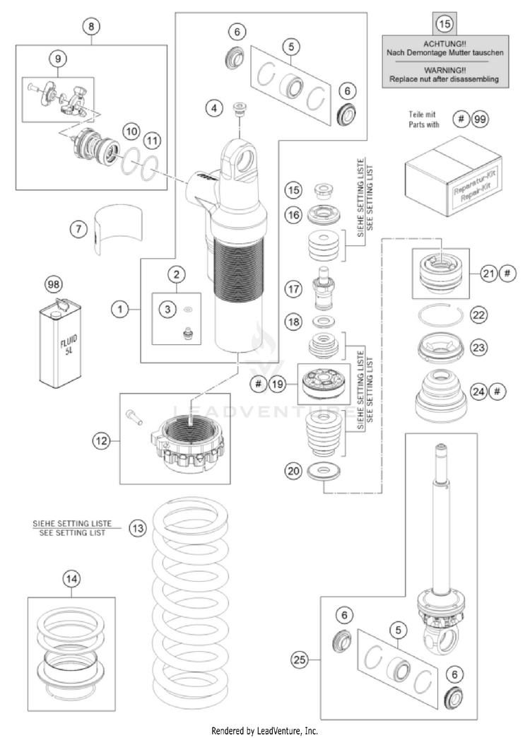 Shock Absorber Disassembled 350 EXC-F CHASSIS - 2026 Schematic