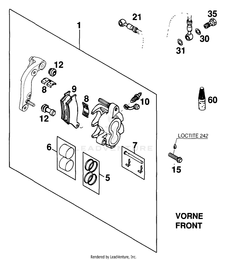 Brake Caliper Front 125 EXC Chassis - 2000 Schematic