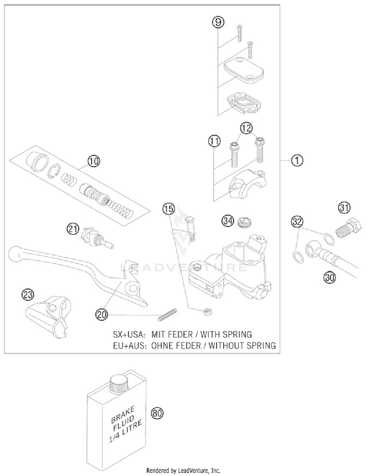 Hand Brake Cylinder 200 XCW Chassis - 2012 Schematic
