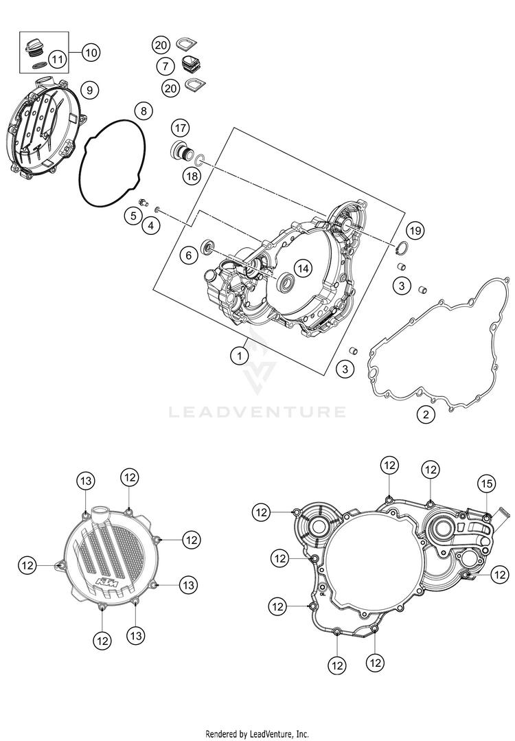 Clutch Cover 250 XC-W TPI Engine - 2021 Schematic