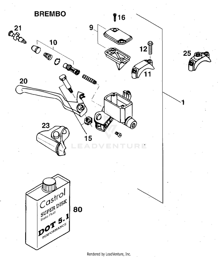 Hand Brake Cylinder 360 MXC Chassis - 1997 Schematic