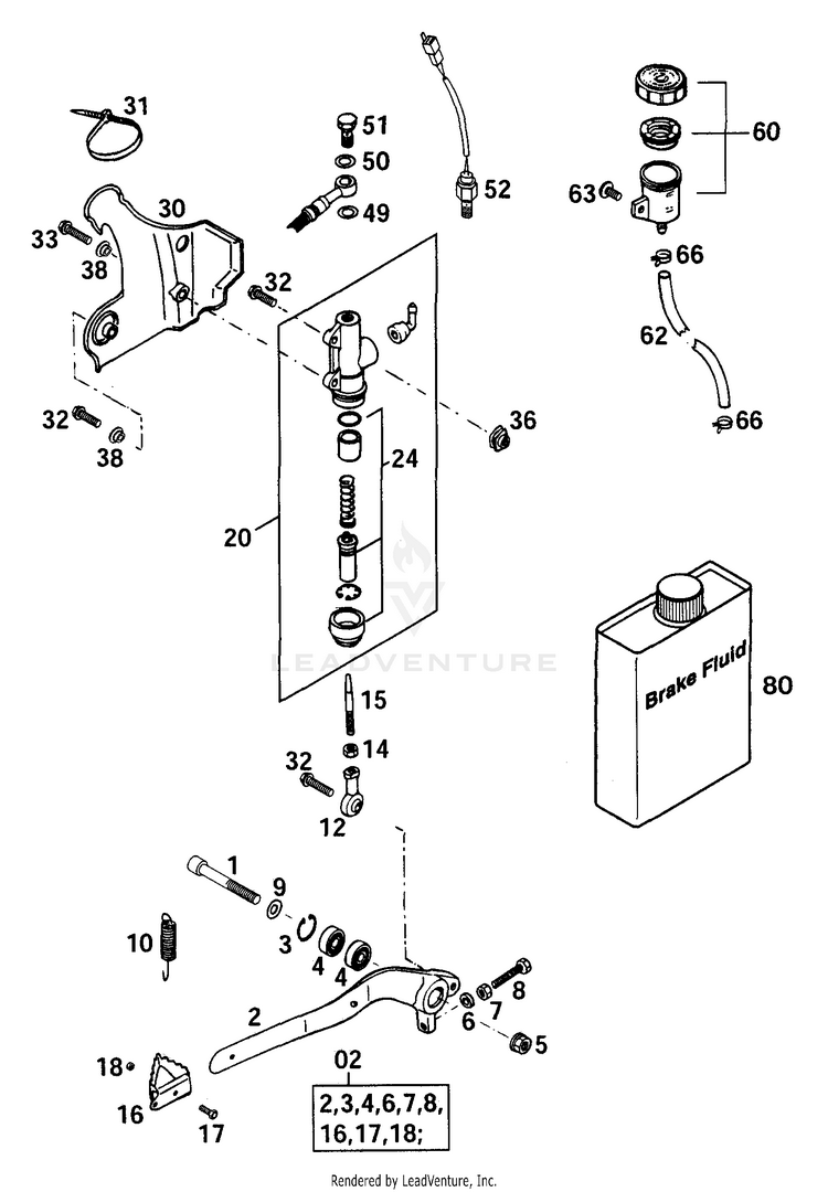 Rear Brake Control 250 MXC Chassis - 2001 Schematic