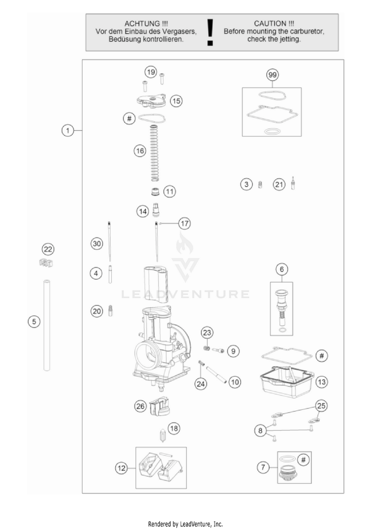 Carburetor 125 SX/XC Engine - 2023 Schematic