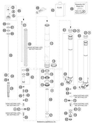 Front Fork, Disassembled Schematic
