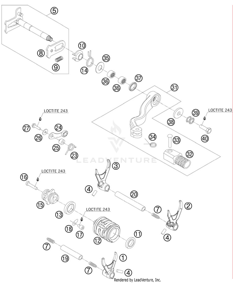 Shifting Mechanism 300 XC Engine - 2011 Schematic