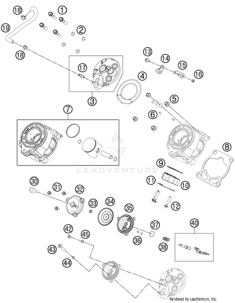 Cylinder, Cylinderhead 65 SX Engine - 2012 Schematic