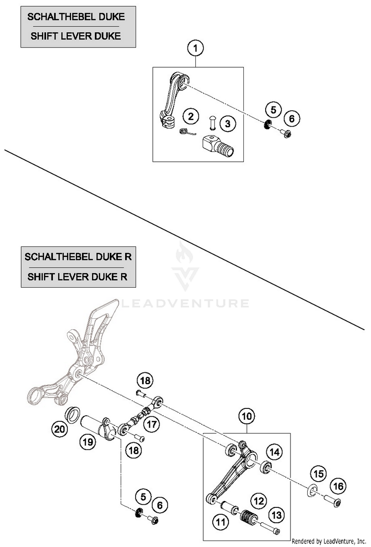 Shifting Lever 690 DUKE ORANGE Engine - 2016 Schematic