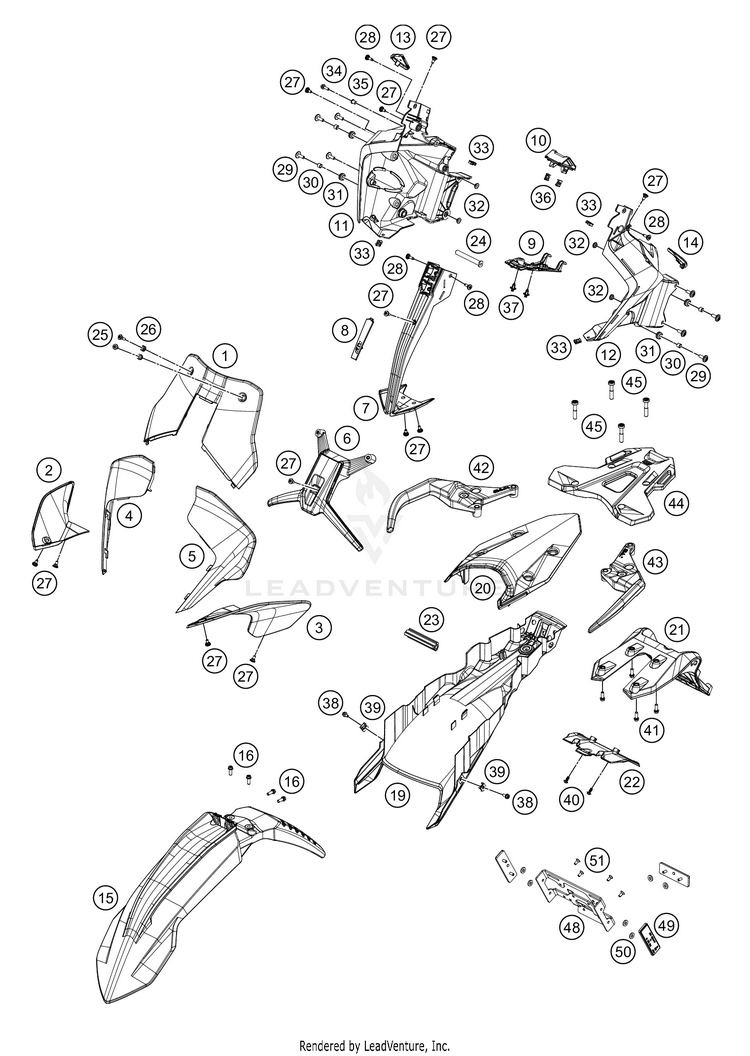 Mask, Fenders 890 ADV R RALLY Chassis - 2021 Schematic