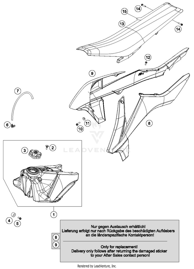 Tank, Seat, Cover 250 SX-F FACTORY EDITION Chassis - 2016 Schematic