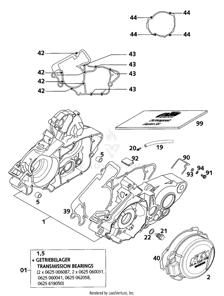 Engine Case With Oilpump 200 EXC Engine - 2001 Schematic