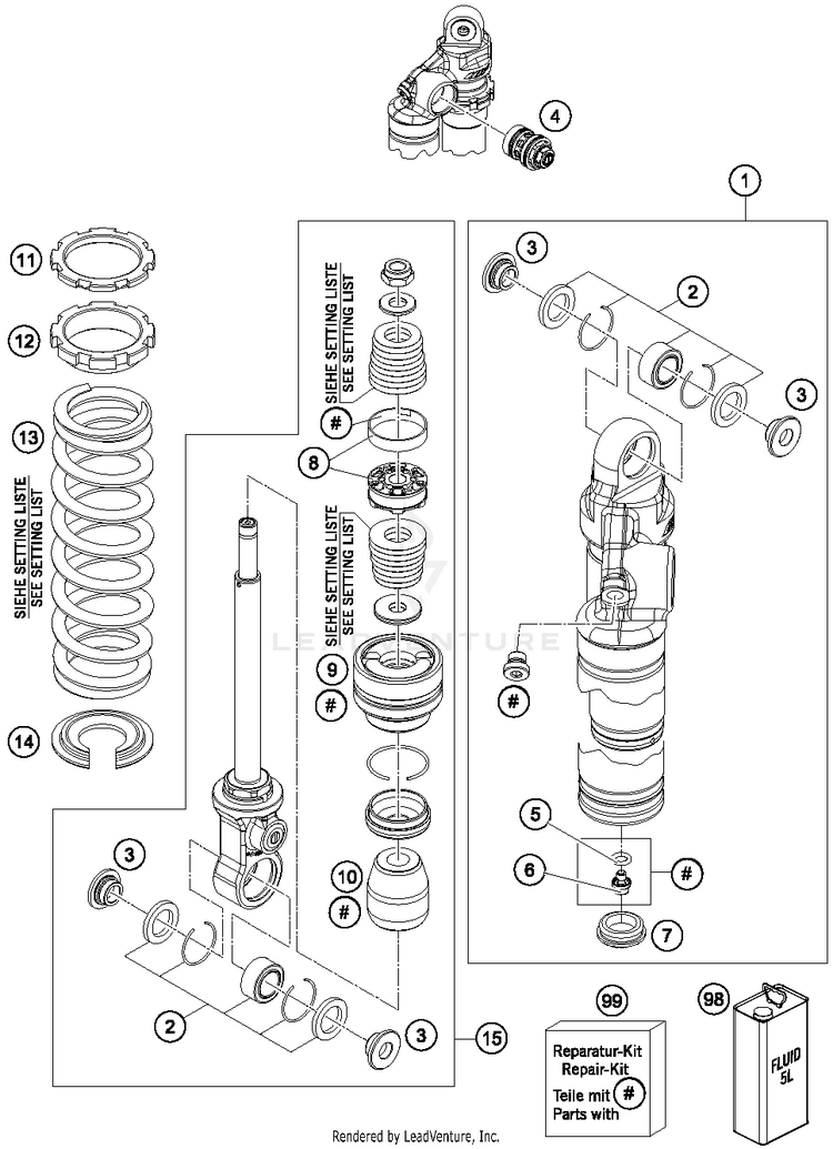 Monoshock Disassembled 65 SX Chassis - 2015 Schematic