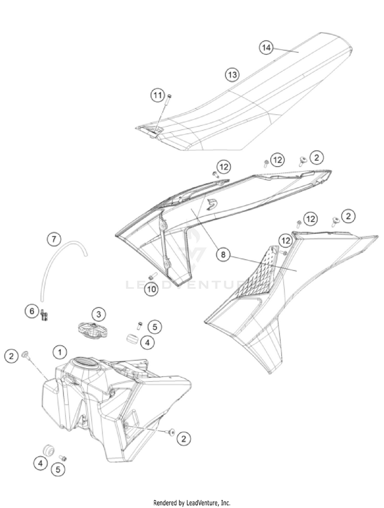 Tank, Seat 250 SX CHASSIS - 2023 Schematic