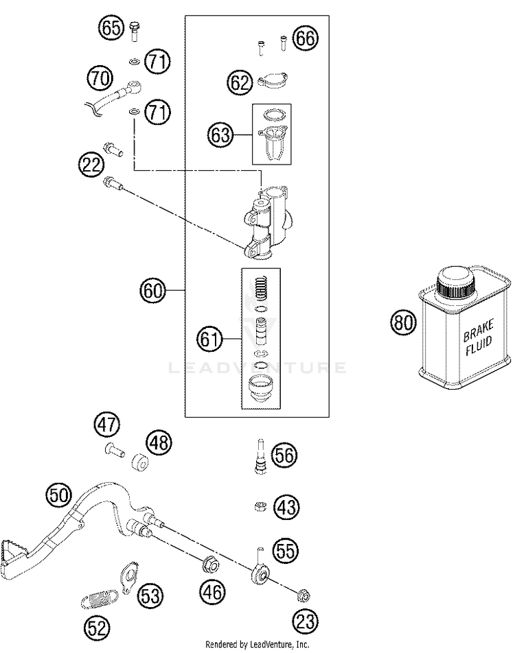 Rear Brake Control 50 SX Chassis - 2012 Schematic