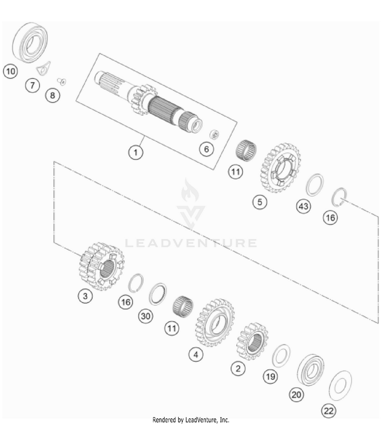 Transmission I - Main Shaft 350 EXC-F USA Engine - 2022 Schematic