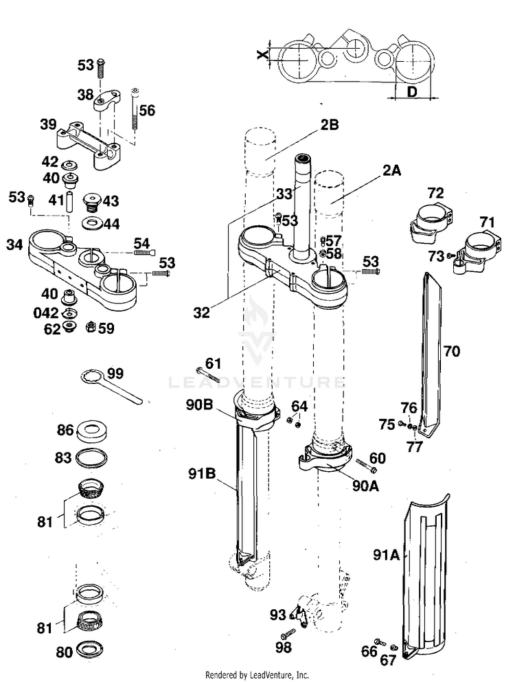 Front Fork White Power 620 RXC-E Chassis - 1997 Schematic