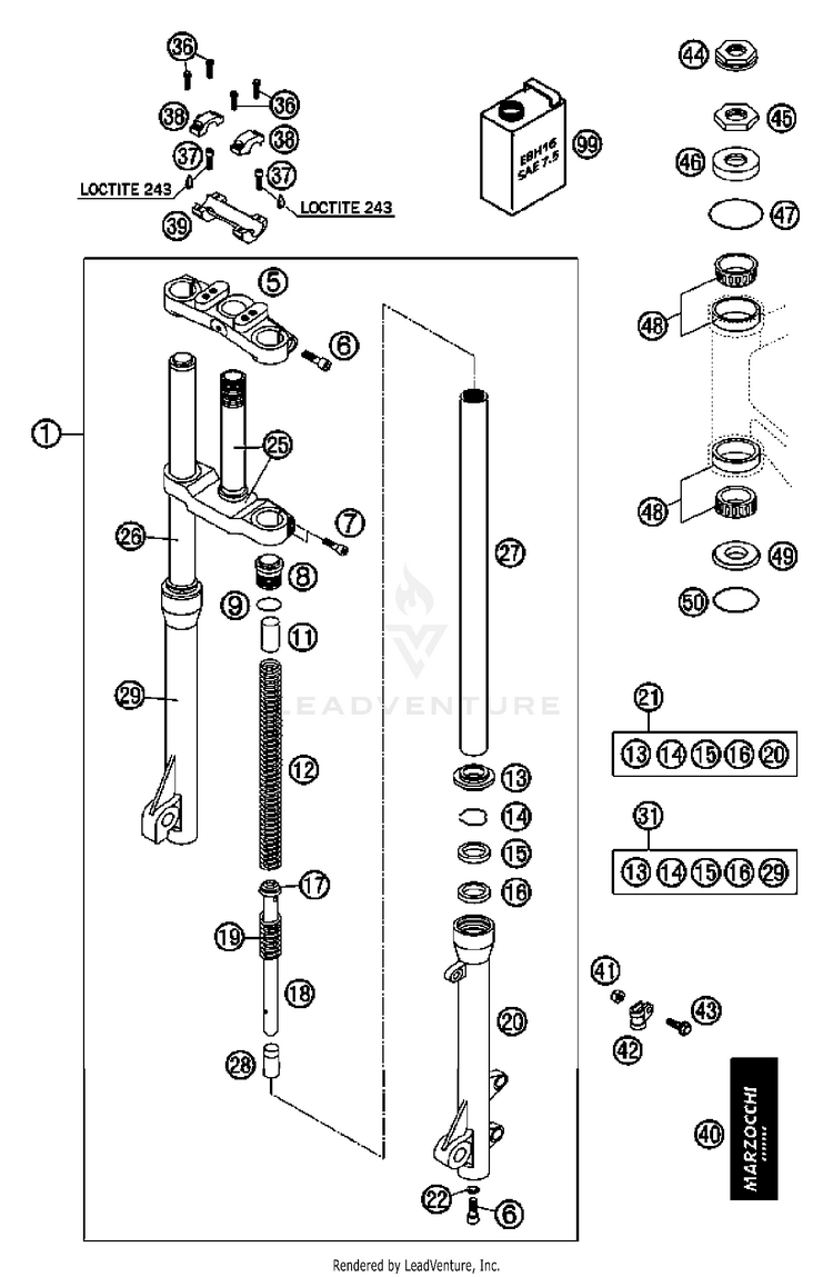 Front Fork 50 SX Chassis - 2007 Schematic