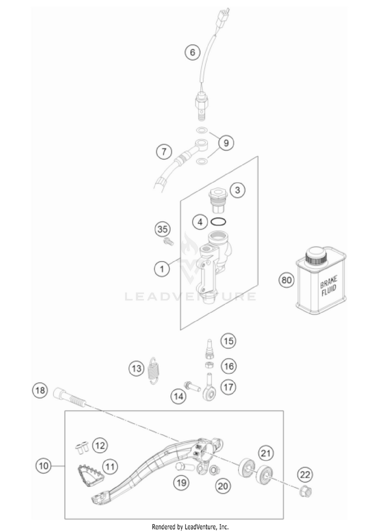 Rear Brake Control 500 EXC-F CHASSIS - 2023 Schematic