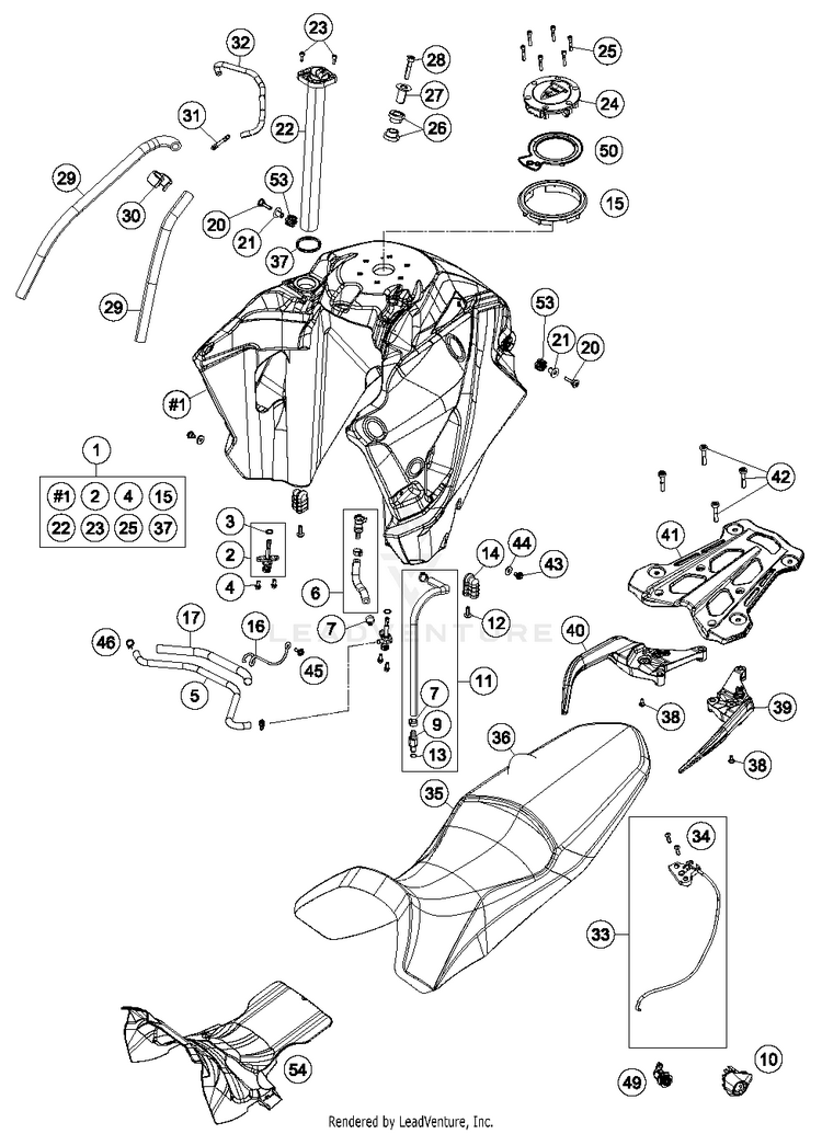 Tank, Seat, Cover 1290 SUPER ADVENTURE R CHASSIS - 2018 Schematic