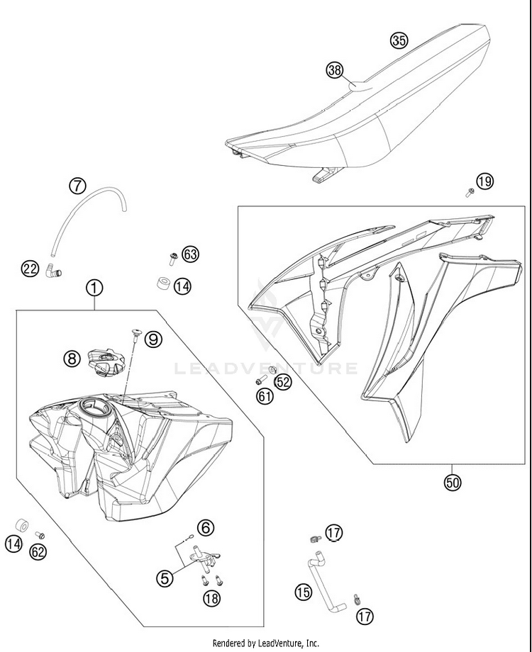 Tank, Seat, Cover 150 SX Chassis - 2012 Schematic