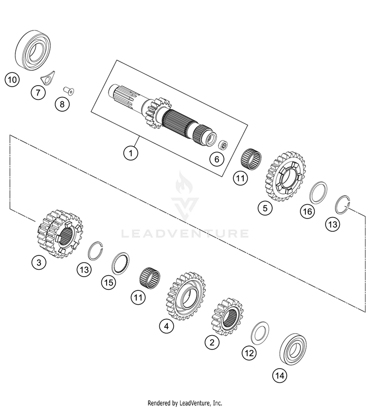 Transmission I - Main Shaft 350 XC-F Engine - 2021 Schematic