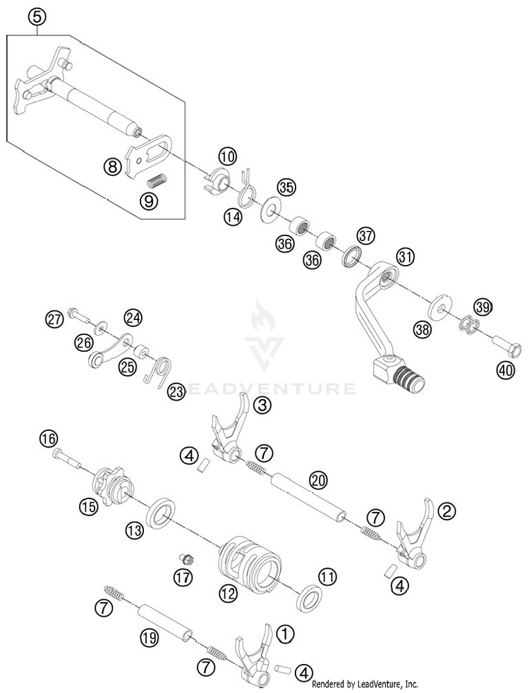 Shifting Mechanism 250 XCFW Engine - 2012 Schematic