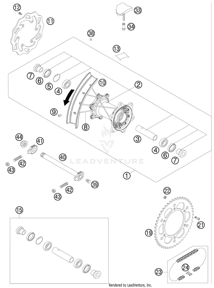Rear Wheel 150 XC Chassis - 2011 Schematic