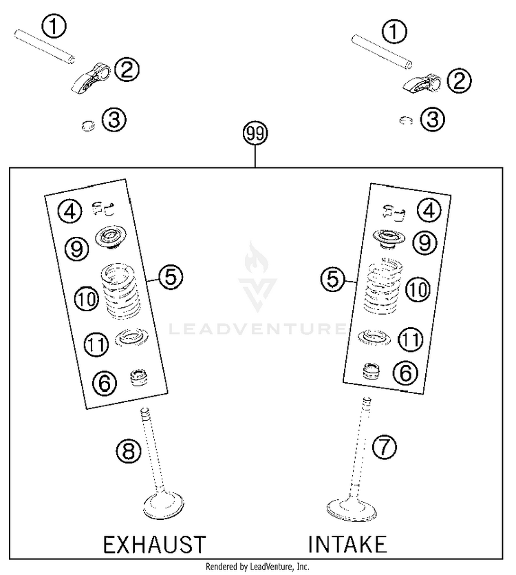Valve Drive 350 EXC-F Engine - 2013 Schematic
