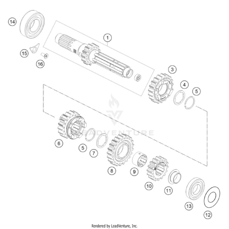 Transmission I - Main Shaft 250 SX-F ENGINE - 2025 Schematic