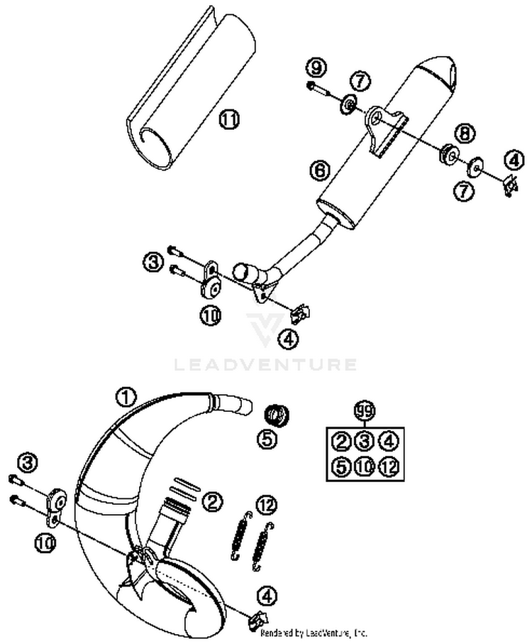 Exhaust System 50 SX MINI Chassis - 2015 Schematic