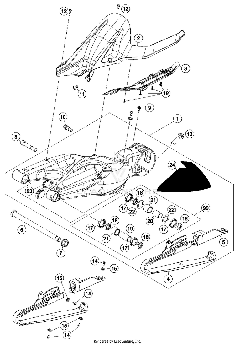 Swing Arm 1290 SUPERDUKE R BLACK Chassis - 2015 Schematic