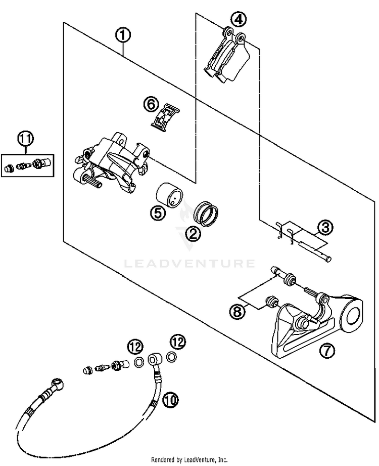 Brake Caliper Rear 150 XC USA Chassis - 2013 Schematic