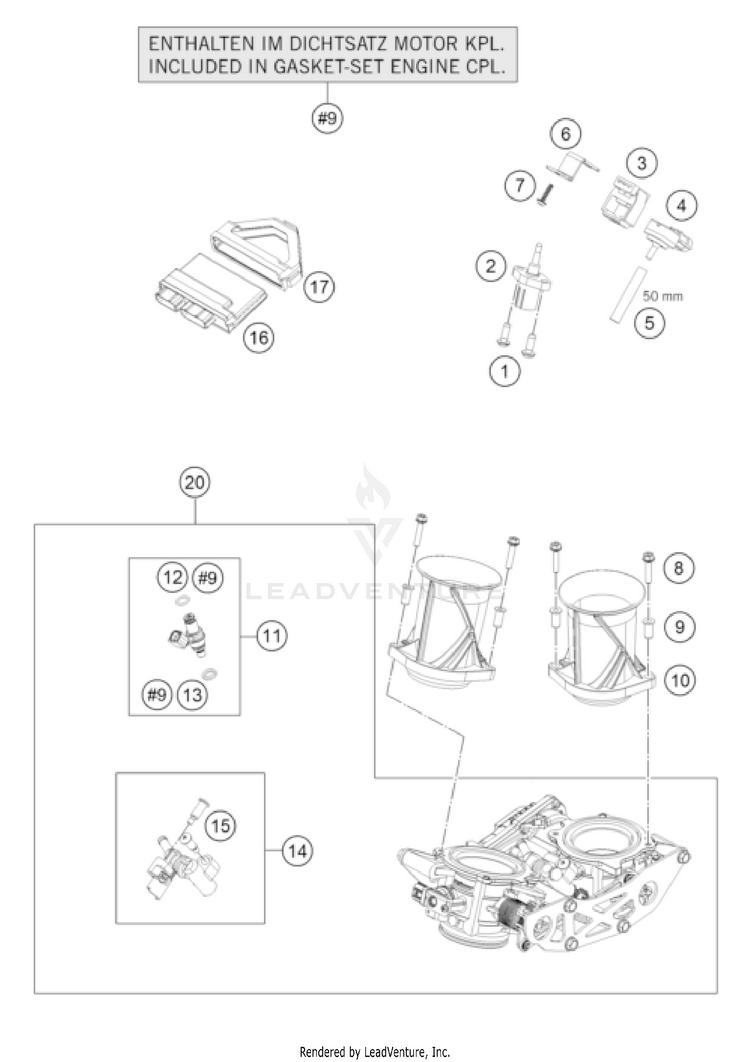 Throttle Body 1290 SUPER ADV. S/R Engine - 2022 Schematic