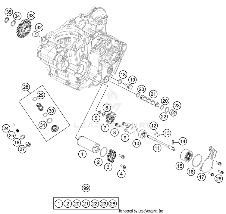 Lubricating System 450 EXC-F SIX DAYS ENGINE - 2019 Schematic