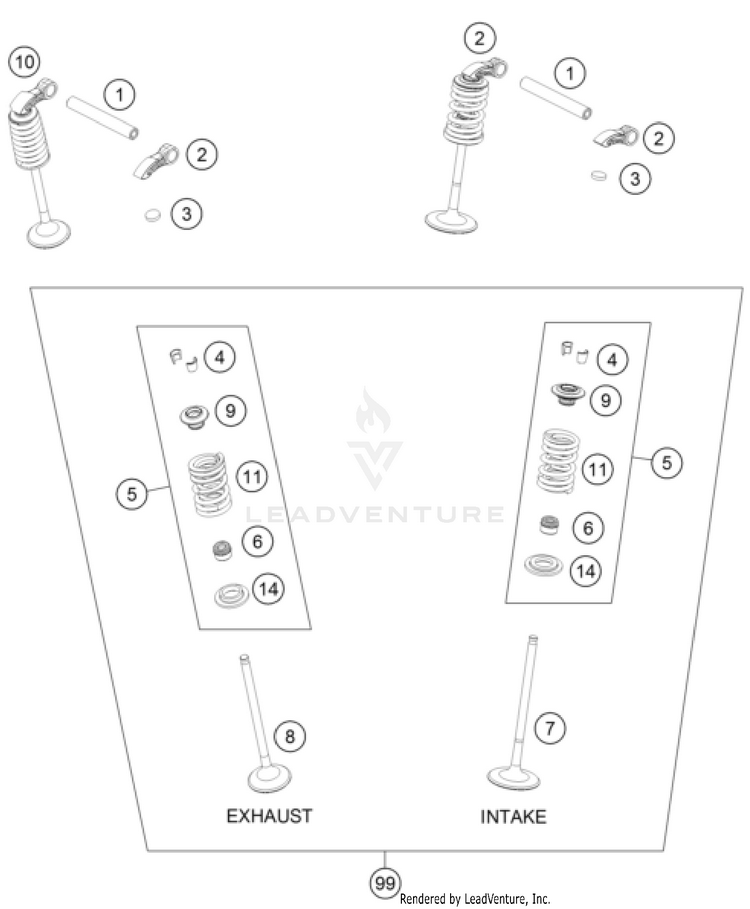 Valve Drive 350 EXC-F USA Engine - 2022 Schematic