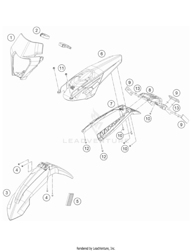 Mask, Fenders 350 EXC-F US CHASSIS - 2022 Schematic