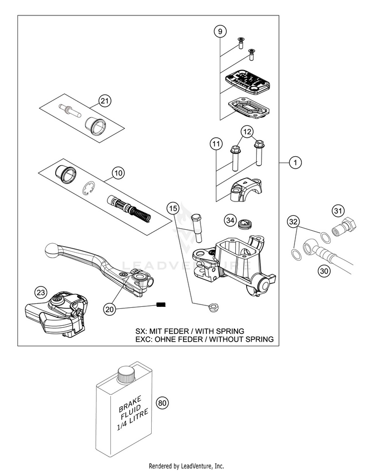 Front Brake Control 250 XC TPI CHASSIS - 2020 Schematic