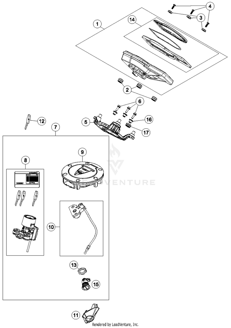Instruments; Locking System 1290 SUPERDUKE R BLACK Chassis - 2015 Schematic