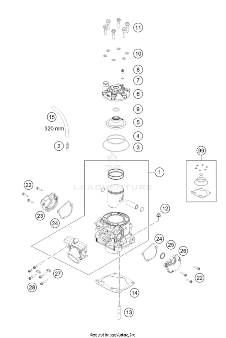 Cylinder, Cylinder Head 300 XC Engine - 2023 Schematic