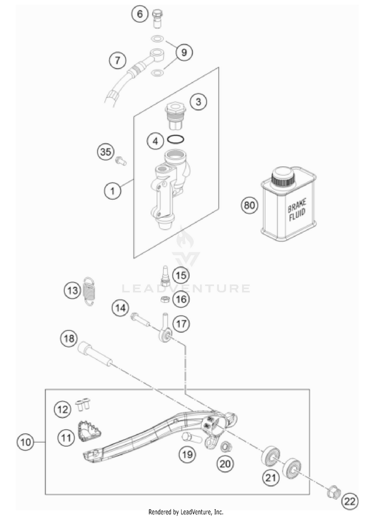 Rear Brake Control 150 XC-W TPI US CHASSIS - 2022 Schematic