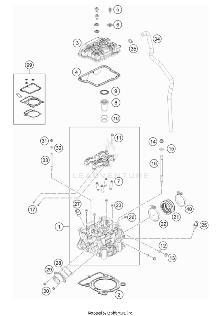 Cylinder Head 250 SX-F Engine - 2022 Schematic