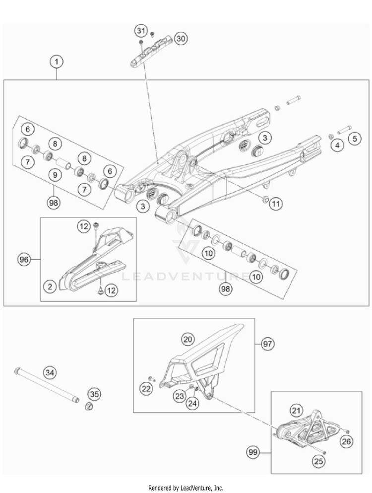 Swing Arm FREERIDE E-XC CHASSIS - 2023 Schematic