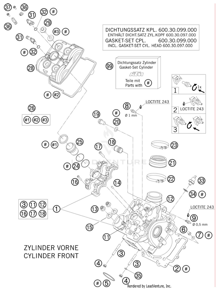 Cylinder Head Front 990 Supermoto R Engine - 2010 Schematic