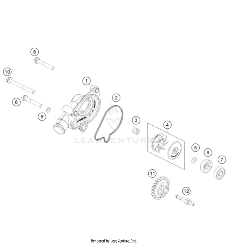 Water Pump 300 XC-W TPI USA ENGINE - 2024 Schematic