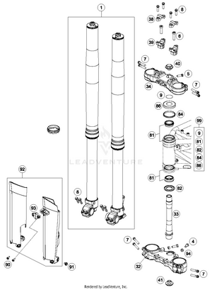 Front Fork, Triple Clamp Schematic