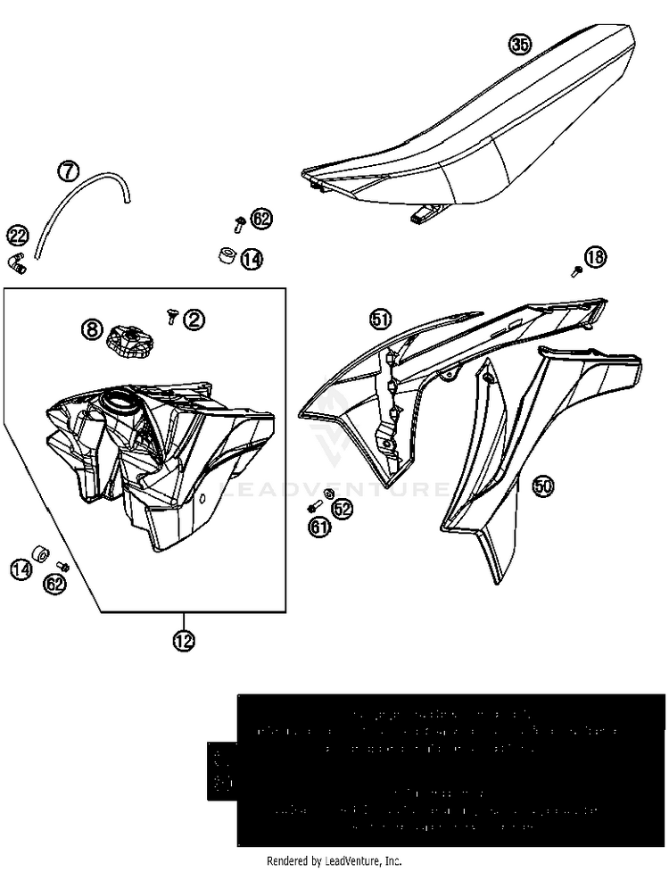 Tank, Seat, Cover 450 SX-F FACT. REPL. USA Chassis - 2012 Schematic