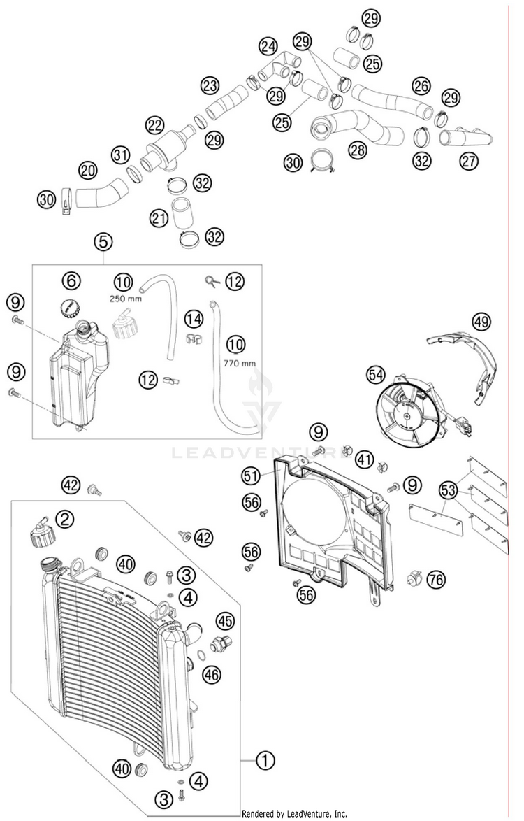 Cooling System 990 Supermoto R Engine - 2010 Schematic