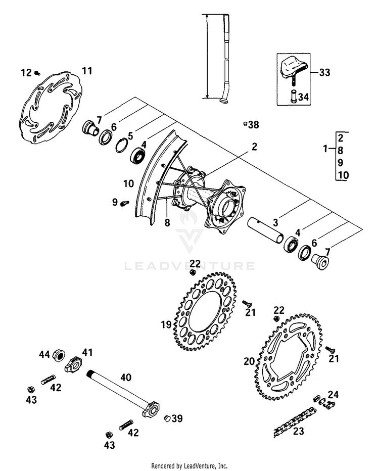 Rear Wheel 250 MXC Chassis - 2001 Schematic